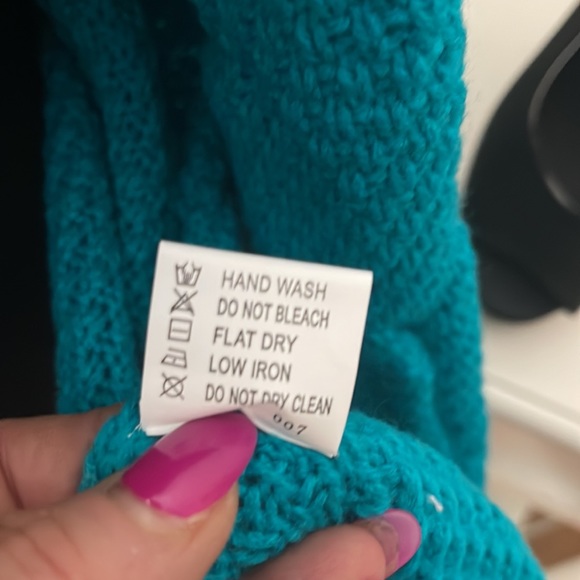 Aqua Blue/Green Cardigan Sweater - Picture 9 of 11